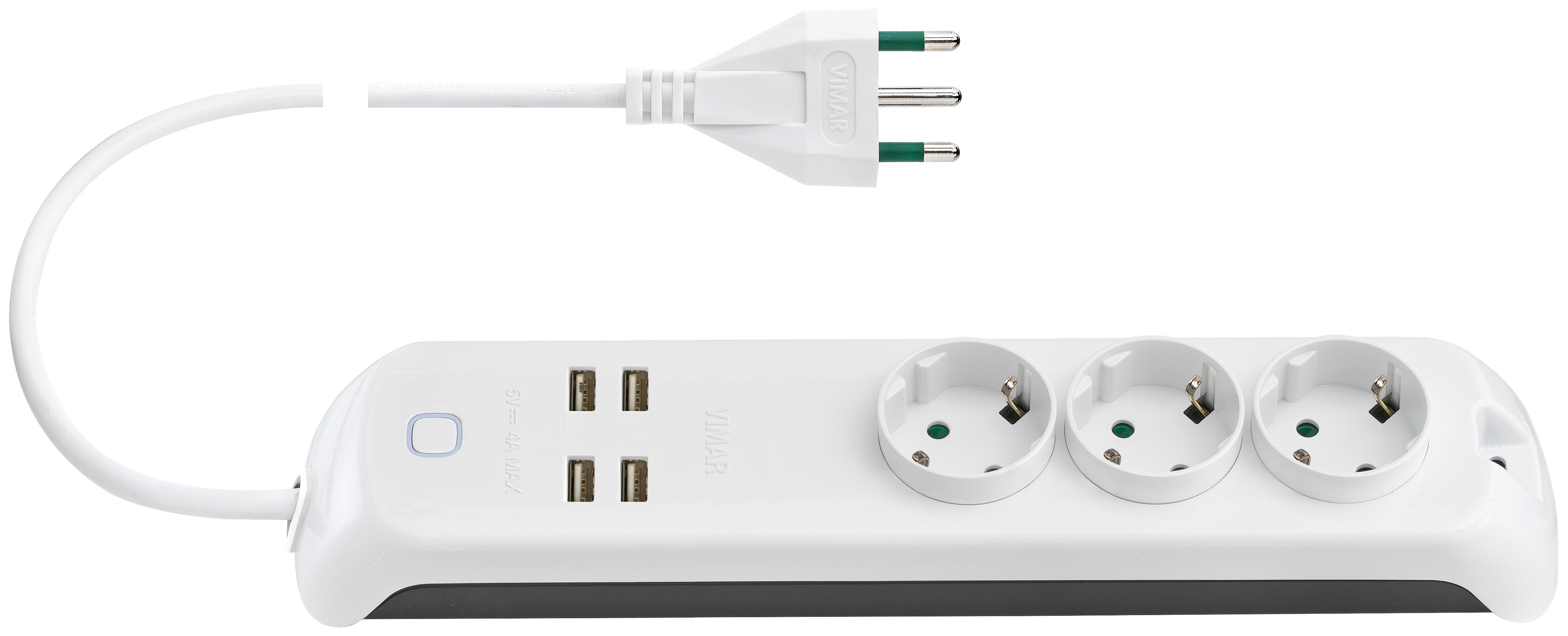 VIMAR SPA - VIW00447.CC.B PRESA MULT. 16A 3SCHUKO+4USB+INT. + WIFI