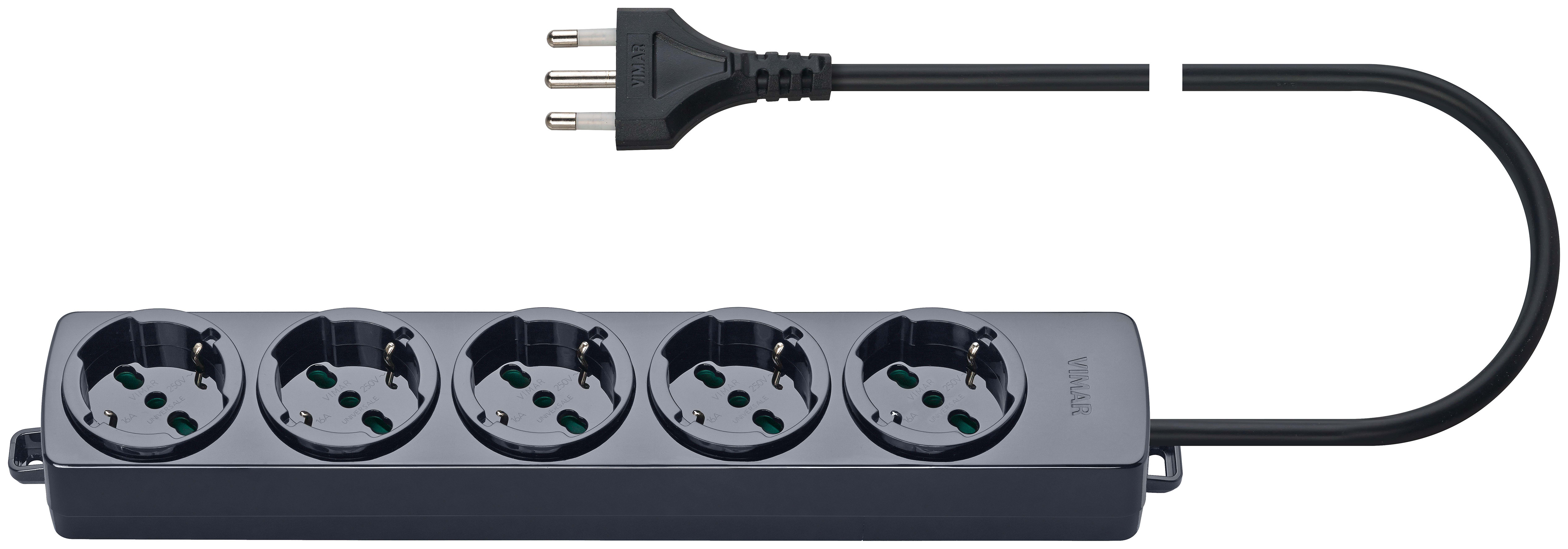 VIMAR SPA - VIW01294.CC PRESA MULTIPLA 5 UNIVERSALE+CAVO NERO