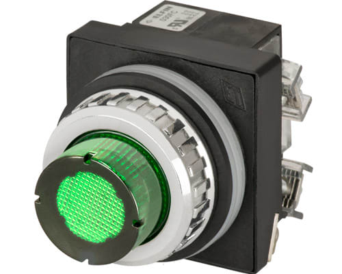 NEW ELFIN SRL - NEW030RPLVFAFC24 PULS.LUM.SPORG. VERDE NO+NC LED24V