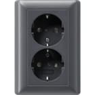 GIRA - GIR078328 DOP.SCHUKO SP + P.CPL. SYSTEM 55 ANTRACI