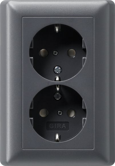 GIRA - GGI078328 DOP.SCHUKO SP + P.CPL. SYSTEM 55 ANTRACI