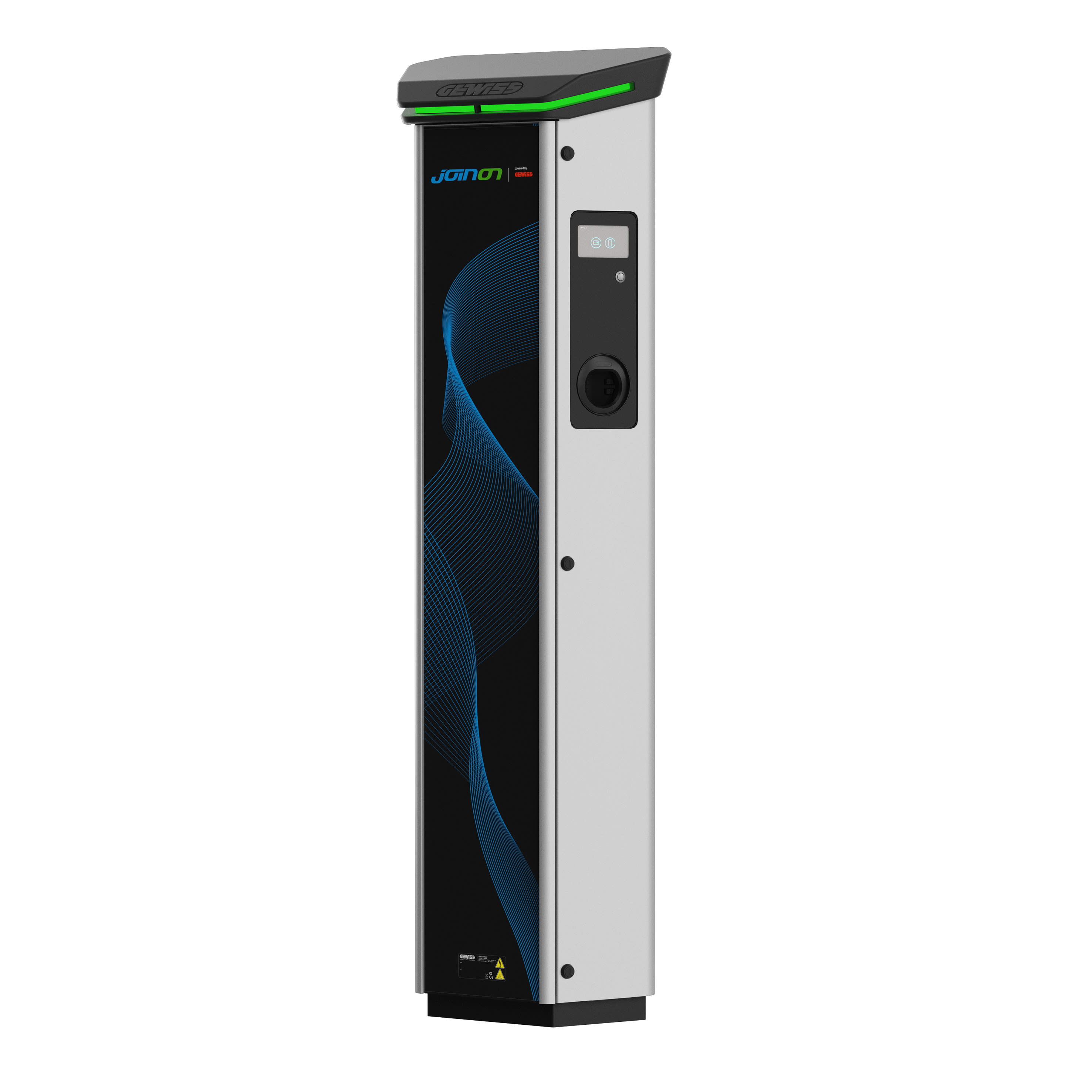 GEWISS - GEWGWJ1402T COLONNINA I-ON EVO - PRESA T2S - ACCESSO CONTROLLATO M/S - WiFi+LAN - 7,4KW+7,4KW - RFID - DC LEAKAGE + SPD + MCB + RCD