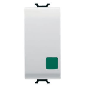 GEWISS - GEWGW15139 PULSANTE UNIPOLARE 250V ac - NA+NC 16A - MARCIA - LENTE VERDE - 1 MODULO - BIANCO SATINATO - CHORUSMART