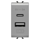 GEWISS - GEWGW14449 ALIMENTATORE USB A+C 5V 3A 1M TITANIO