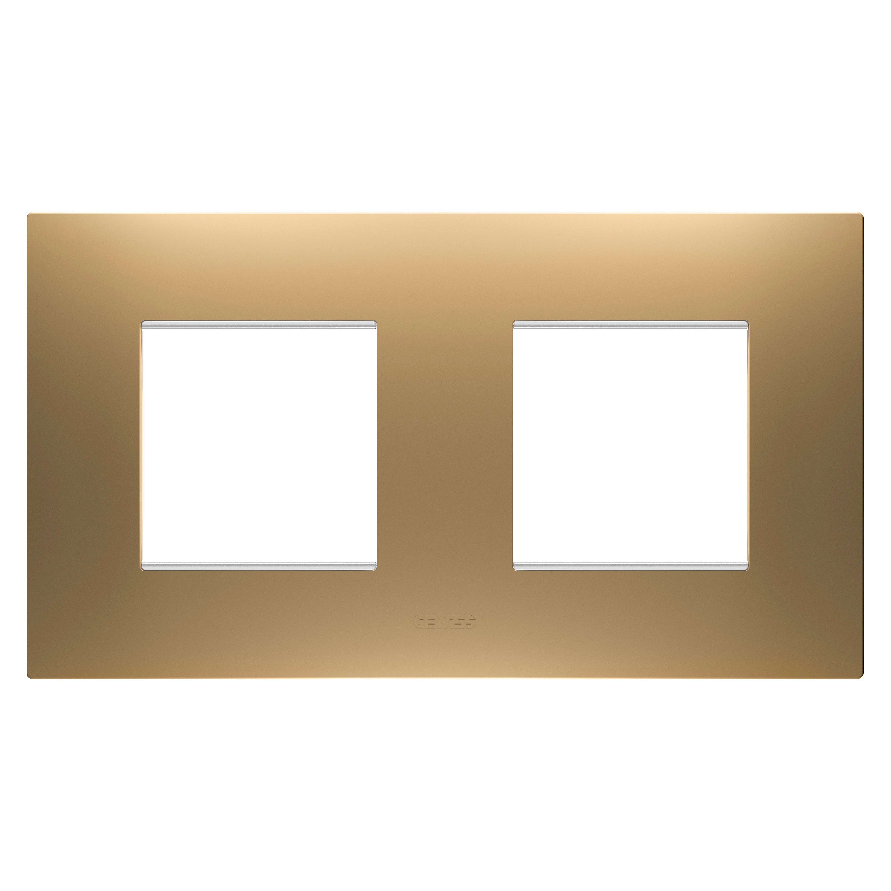 GEWISS - GEWGW16023SG PLACCA EGO INTERNATIONAL - IN TECNOPOLIMERO VERNICIATO - 2+2 POSTI ORIZZONTALE - ORO - CHORUSMART