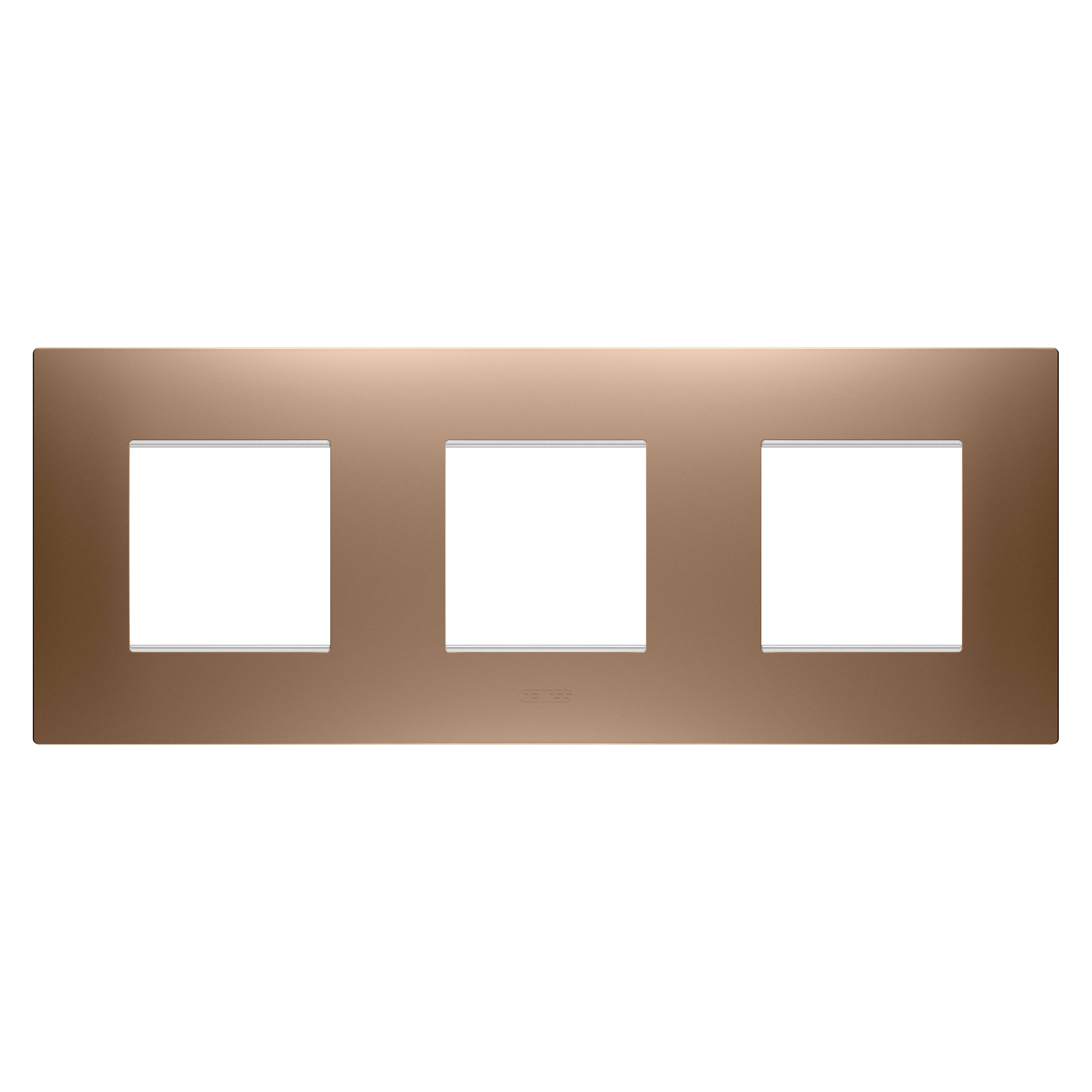 GEWISS - GEWGW16026CS PLACCA EGO INTERNATIONAL - IN TECNOPOLIMERO VERNICIATO - 2+2+2 POSTI ORIZZONTALE - RAME CHIARO - CHORUSMART