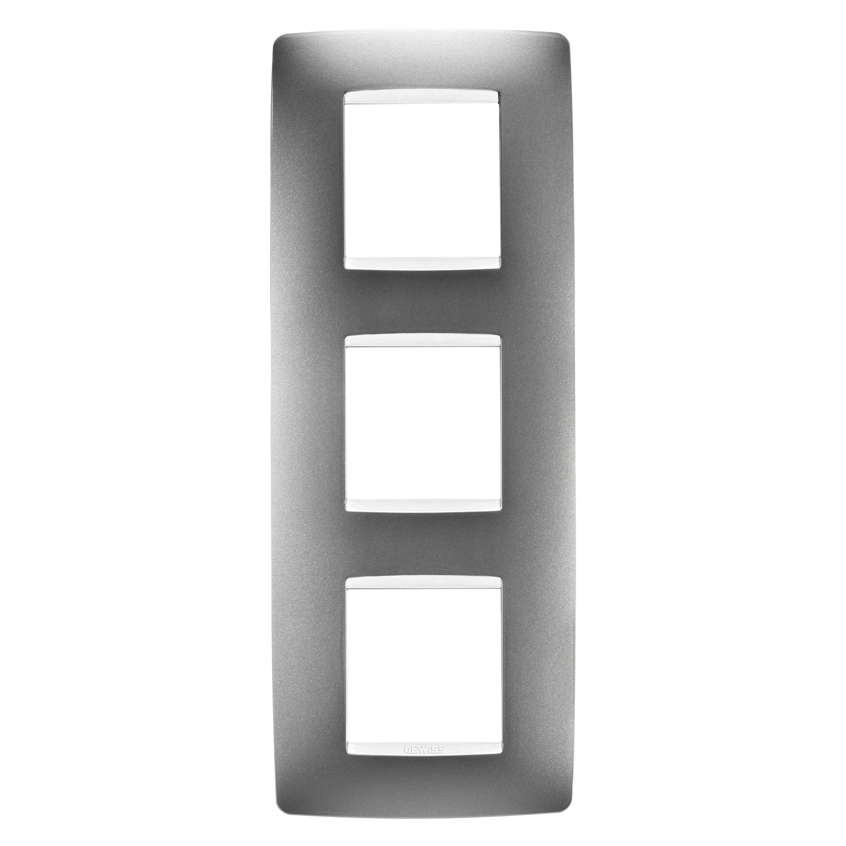 GEWISS - GEWGW16127VT PLACCA ONE INTERNATIONAL - IN TECNOPOLIMERO VERNICIATO - 2+2+2 POSTI VERTICALE - TITANIO - CHORUSMART