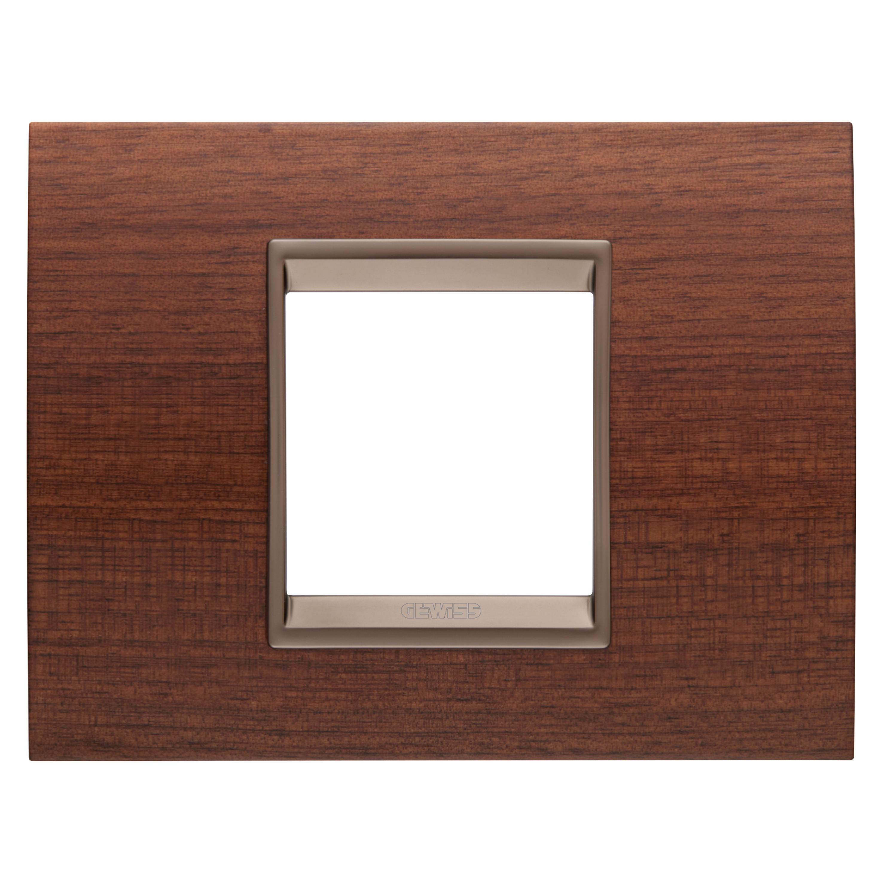 GEWISS - GEWGW16202WU PLACCA LUX - IN LEGNO - 2 POSTI - NOCE - CORNICE BRONZO SCURO OPACO - CHORUSMART