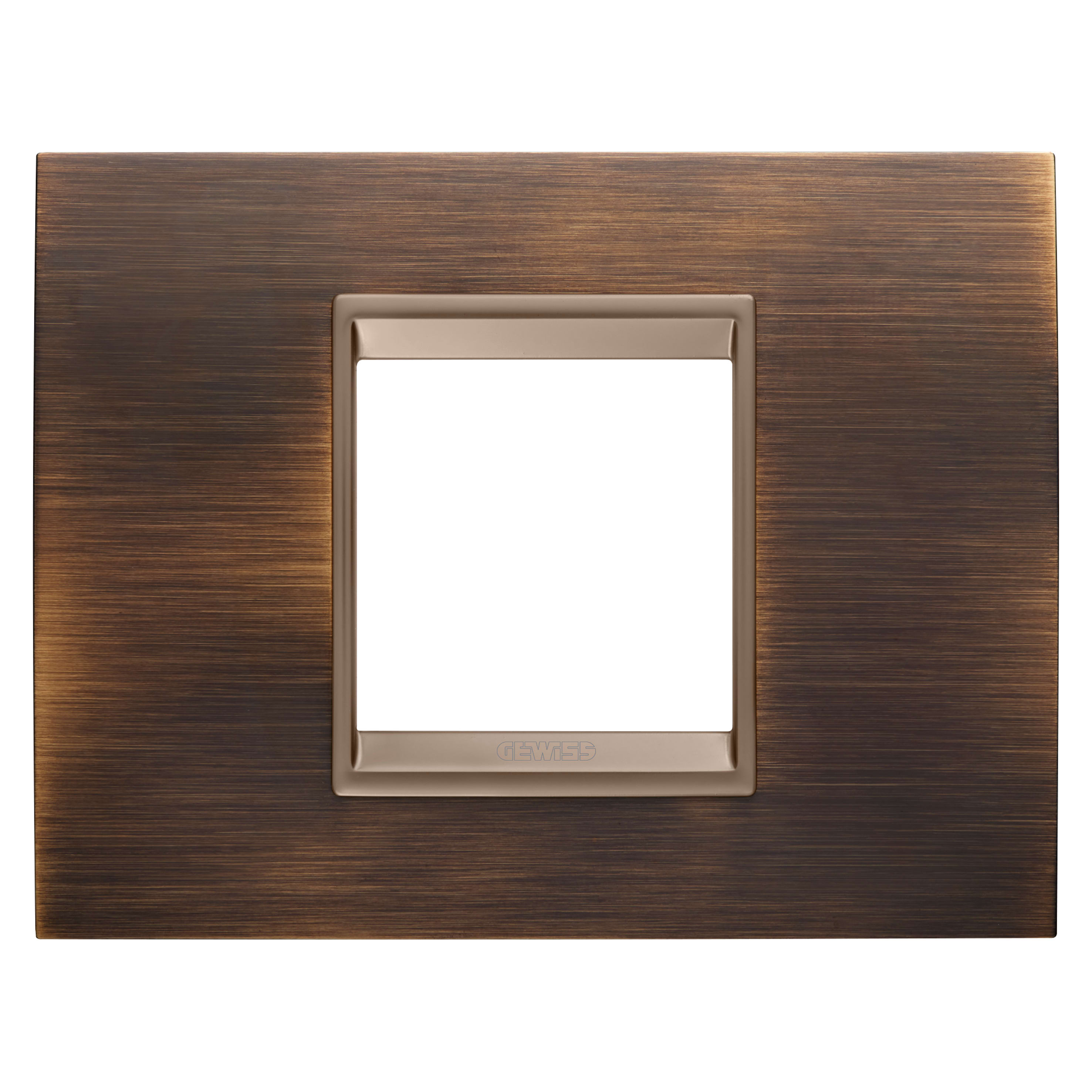 GEWISS - GEWGW16202XQ PLACCA LUX - IN METALLO - 2 POSTI - OTTONE ANTICO - CORNICE BRONZO SCURO OPACO - CHORUSMART
