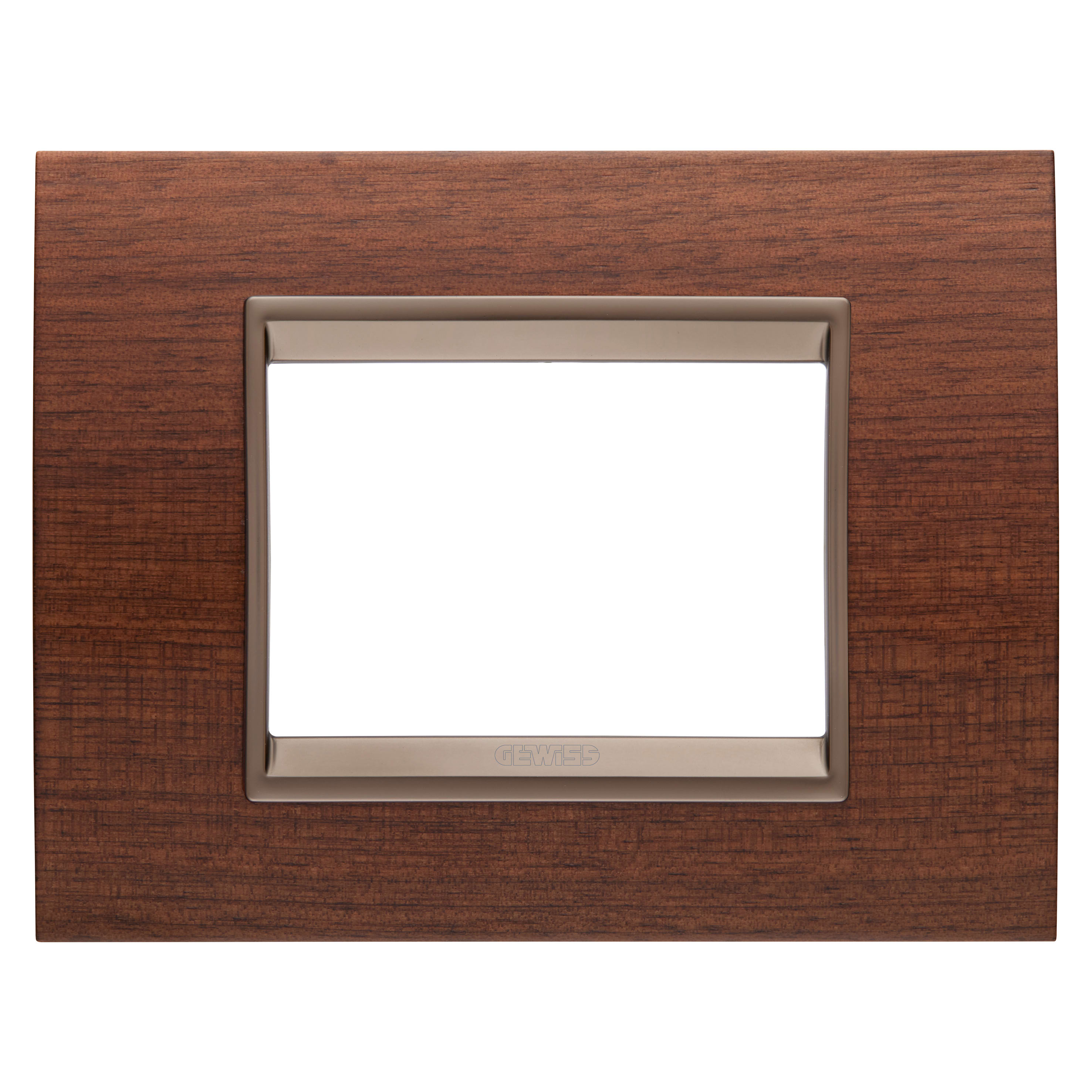 GEWISS - GEWGW16203WU PLACCA LUX - IN LEGNO - 3 POSTI - NOCE - CORNICE BRONZO SCURO OPACO - CHORUSMART