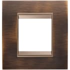 GEWISS - GEWGW16222XQ PLACCA LUX INTERNATIONAL - IN METALLO - 2 POSTI - OTTONE ANTICO - CORNICE BRONZO SCURO OPACO - CHORUSMART