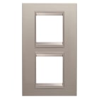 GEWISS - GEWGW16224XS PLACCA LUX INTERNATIONAL - IN METALLO - 2+2 POSTI VERTICALE - ALLUMINIO SPAZZOLATO - CORNICE BRONZO CHIARO OPACO - CHORUSMART