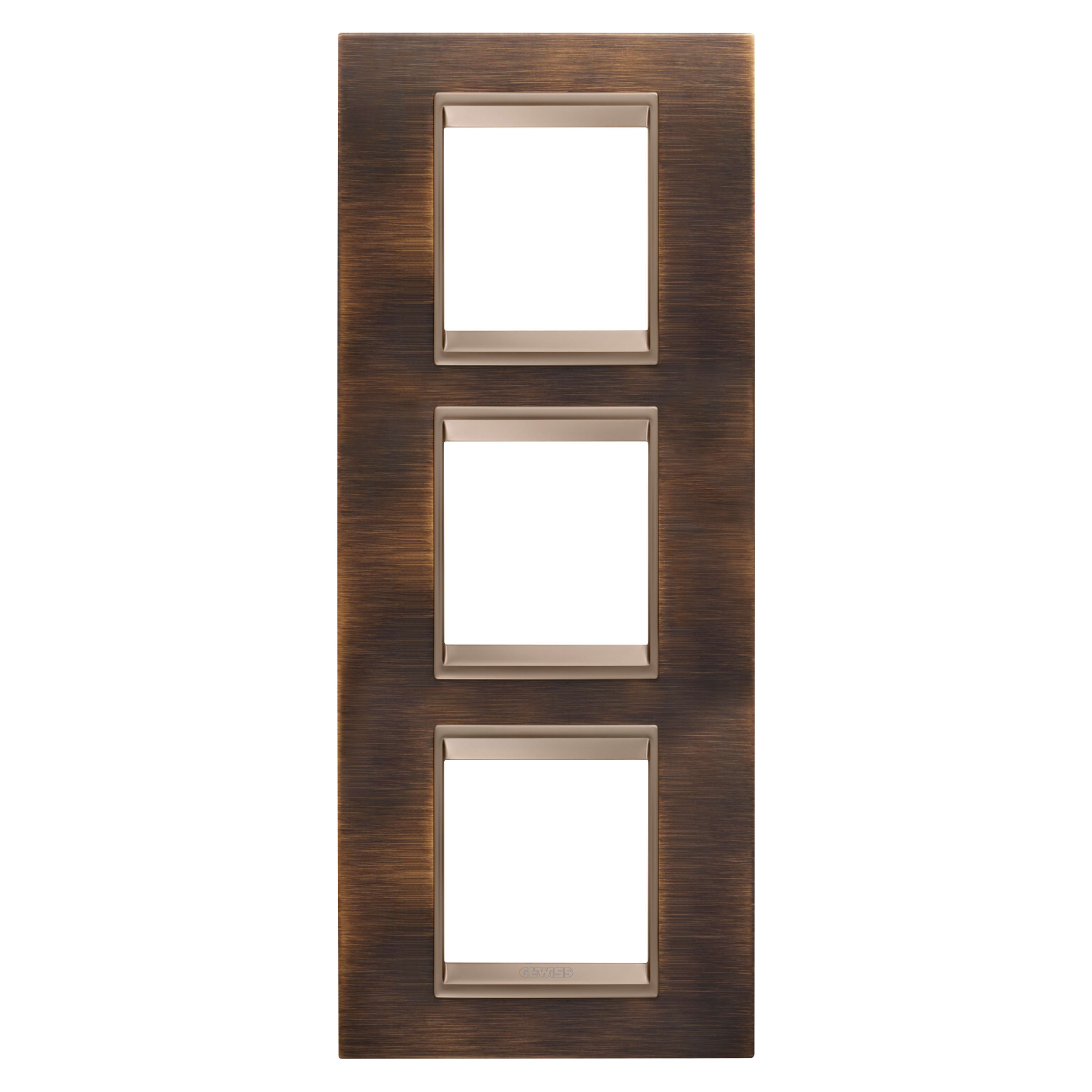 GEWISS - GEWGW16227XQ PLACCA LUX INT.2+2+2M V MET.OTTONE ANT.