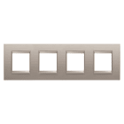 GEWISS - GEWGW16228XS PLACCA LUX INTERNATIONAL - IN METALLO - 2+2+2+2 POSTI ORIZZONTALE - ALLUMINIO SPAZZOLATO - CORNICE BRONZO CHIARO OPACO - CHORUSMART
