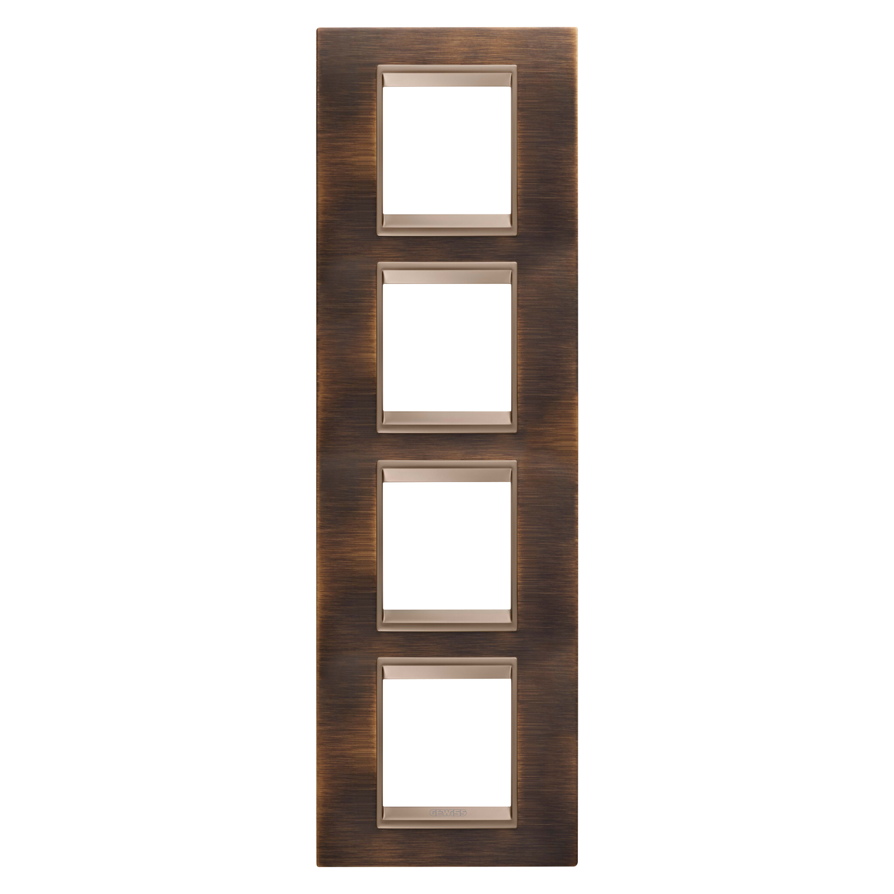 GEWISS - GEWGW16229XQ PLACCA LUX INTERNATIONAL - IN METALLO - 2+2+2+2 POSTI VERTICALE- OTTONE ANTICO - CORNICE BRONZO SCURO OPACO - CHORUSMART