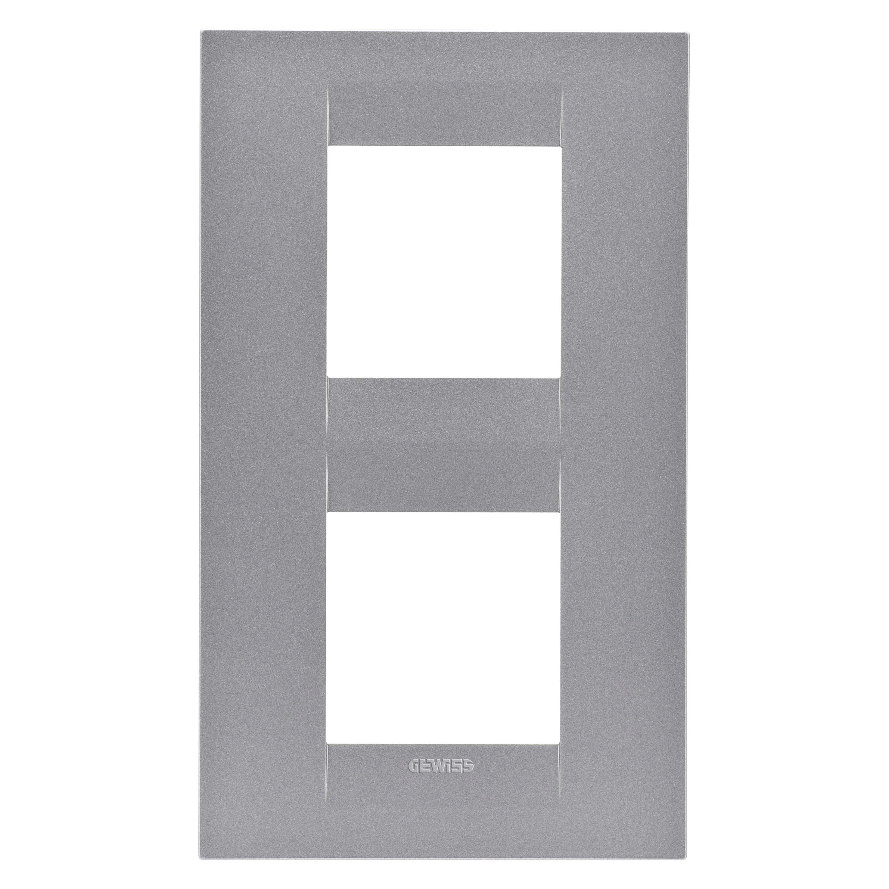 GEWISS - GEWGW16424VT PLACCA GEO INTERNATIONAL - IN TECNOPOLIMERO VERNICIATO - 2+2 POSTI VERTICALE - TITANIO- CHORUSMART