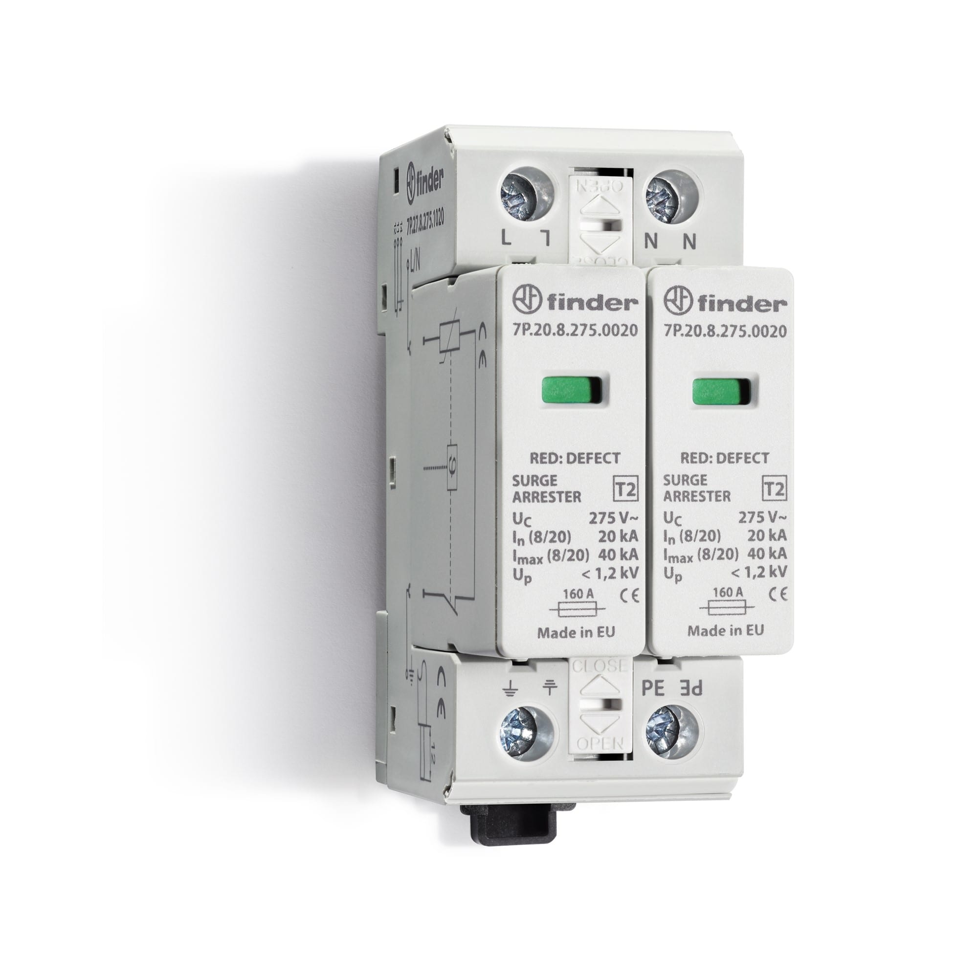 FINDER SPA - FIN7P2781500015 SPD CLASSE2 MONOF 2P 150VAC 2+0 15KA NOR