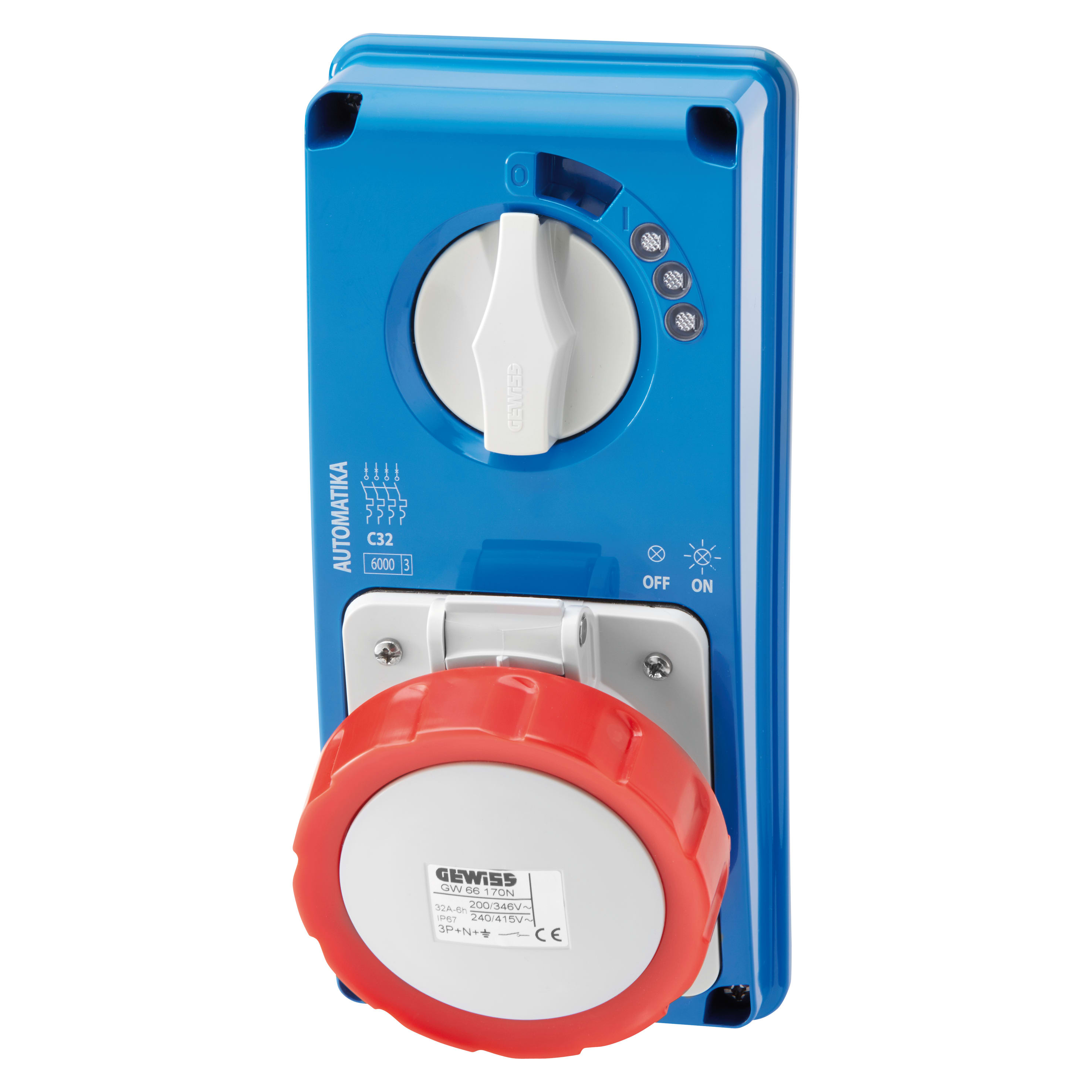 GEWISS - GEWGW66168N PR.BL IP67 S.F.2P+T 32A 400V 9H MT60C