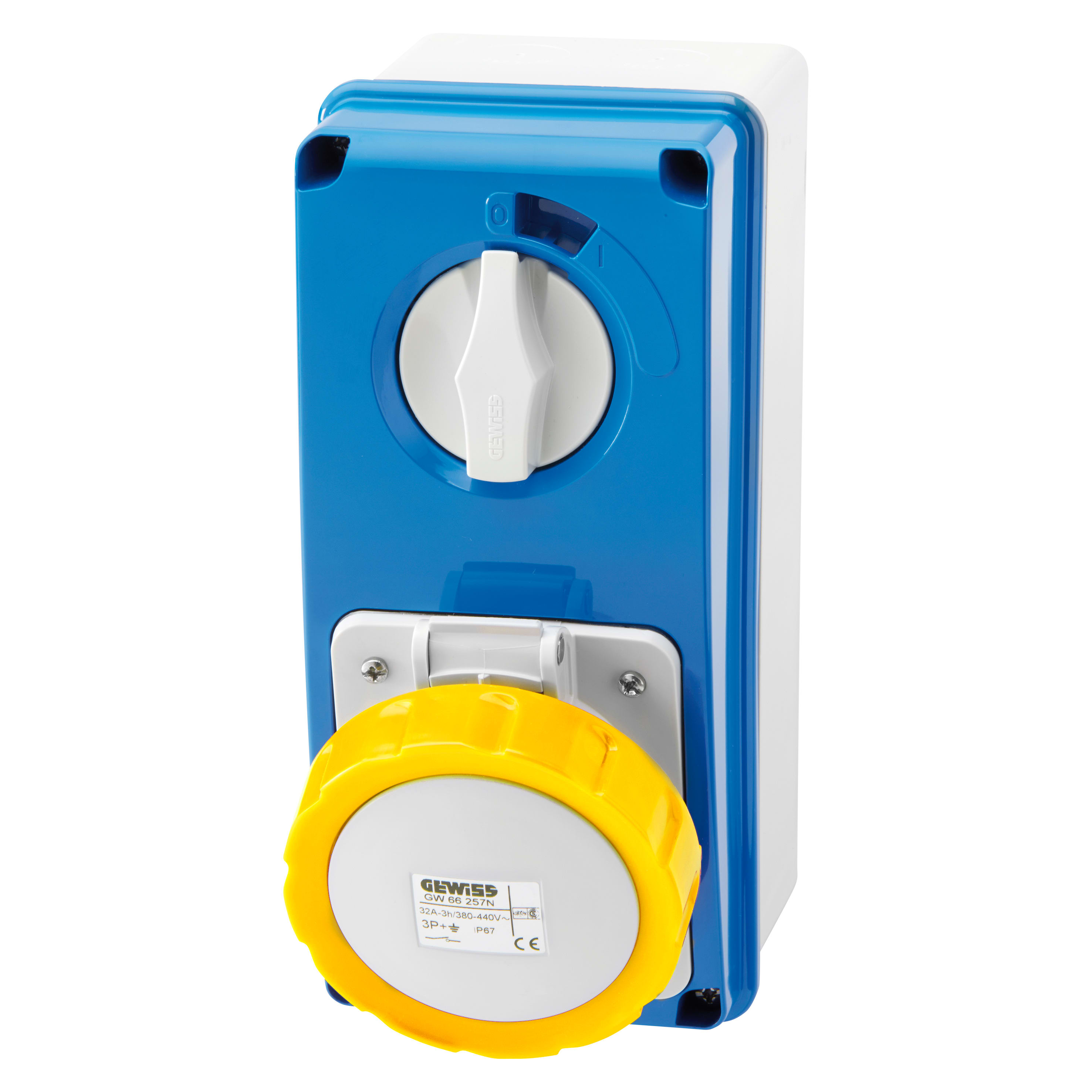 GEWISS - GEWGW66202N PRESA FISSA INTERBLOCCATA VERTICALE - CON FONDO - SENZA BASE PORTAFUSIBILI - 3P+T 16A 100-130V - 50/60HZ 4H - IP67