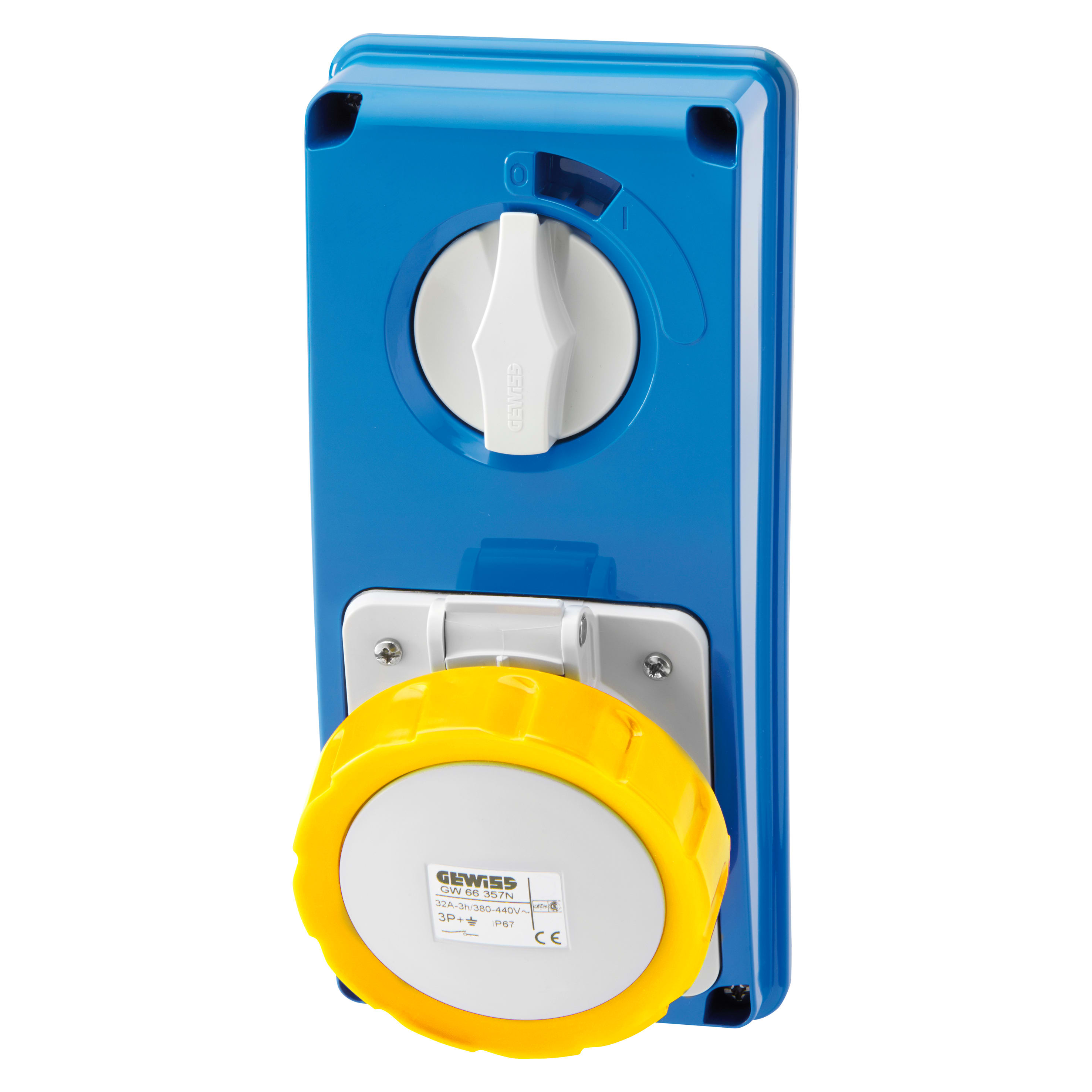 GEWISS - GEWGW66303N PRESA FISSA INTERBLOCCATA VERTICALE - SENZA FONDO - SENZA BASE PORTAFUSIBILI - 3P+N+T 16A 100-130V - 50/60HZ 4H - IP67