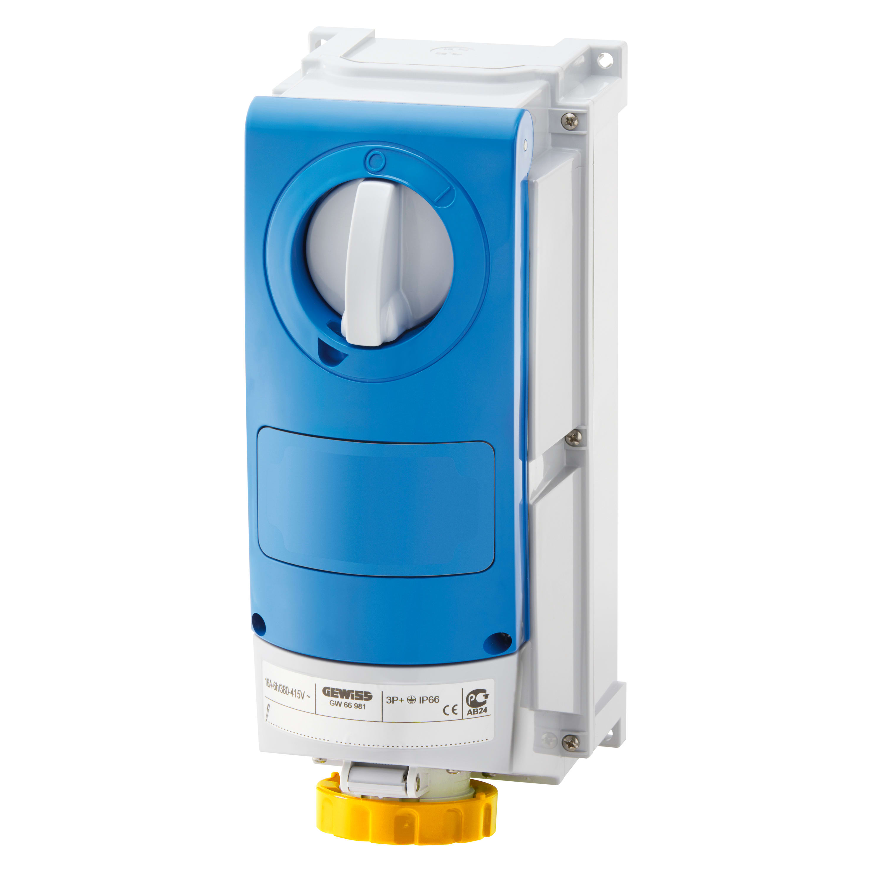 GEWISS - GEWGW66525 PRESA FISSA INTERBLOCCATA VERTICALE - CON FONDO - SENZA BASE PORTAFUSIBILI - IMPIEGHI GRAVOSI - 3P+T 63A 100 - 130V - 50/60HZ 4H - IP66