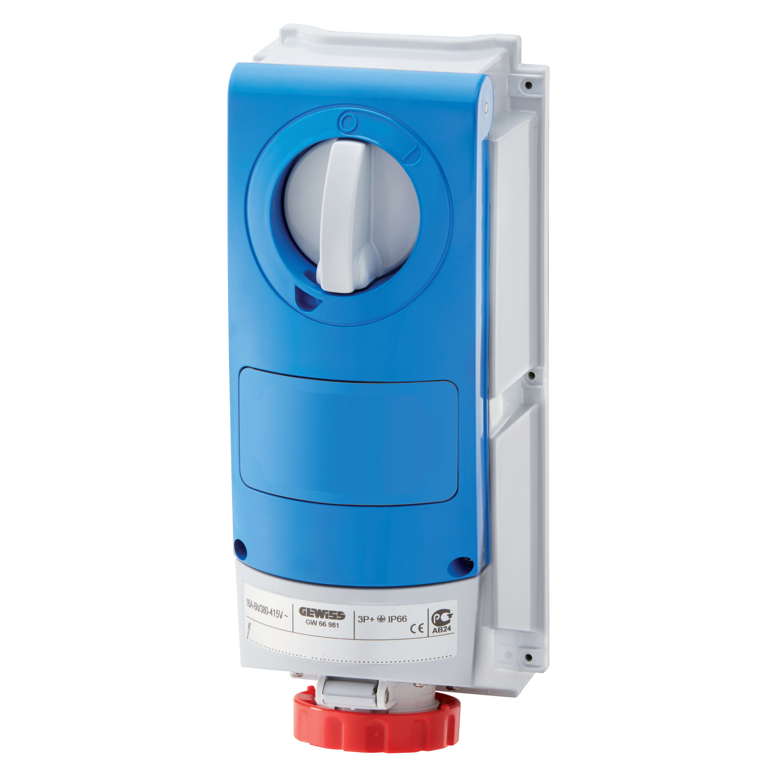 GEWISS - GEWGW66557 PRESA FISSA INTERBLOCCATA VERTICALE - SENZA FONDO - SENZA BASE PORTAFUSIBILI - IMPIEGHI GRAVOSI - 3P+T 32A 380 - 415V - 50/60HZ 3H - IP66