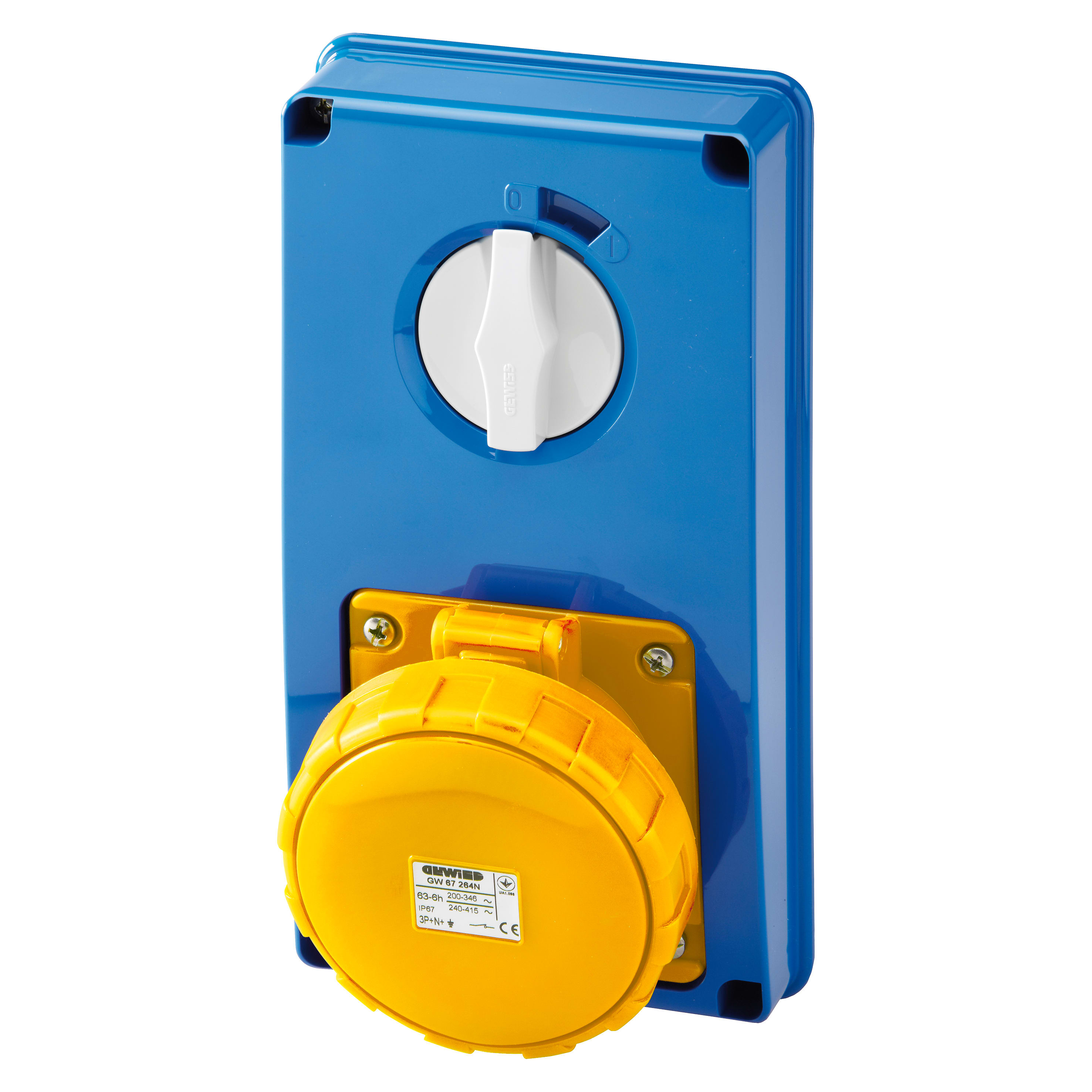 GEWISS - GEWGW67357N PRESA FISSA INTERBLOCCATA VERTICALE - SENZA FONDO - SENZA BASE PORTAFUSIBILI - 3P+T 63A 100-130V - 50/60HZ 4H - IP67