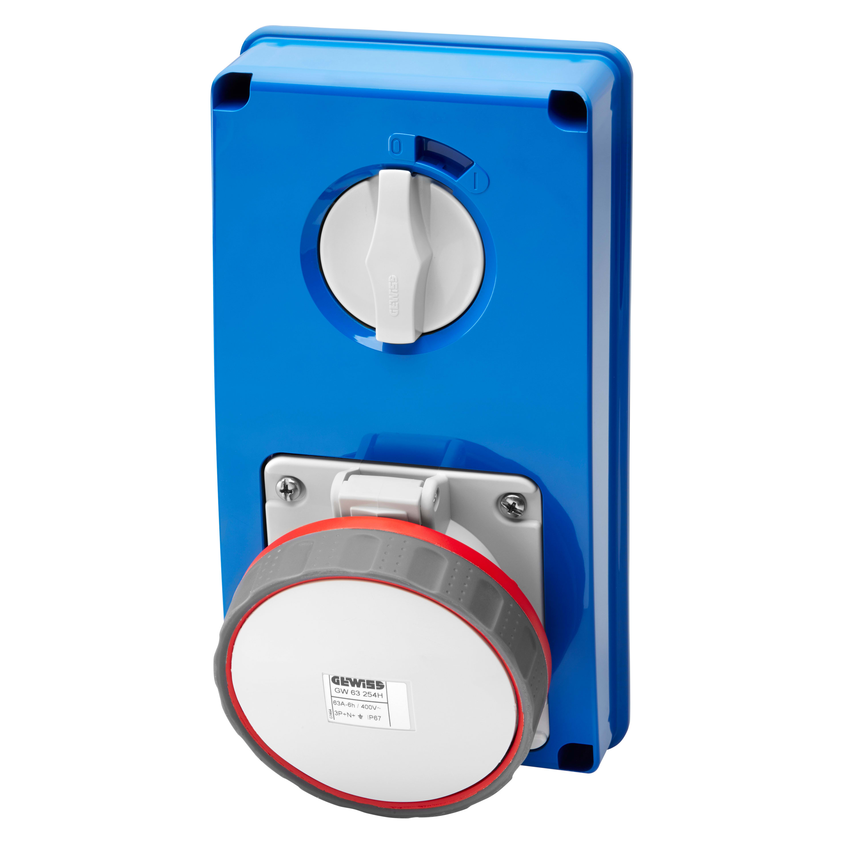 GEWISS - GEWGW67362N PRESA FISSA INTERBLOCCATA VERTICALE - SENZA FONDO - SENZA BASE PORTAFUSIBILI - 2P+T 63A 380-415V - 50/60HZ 9H - IP67