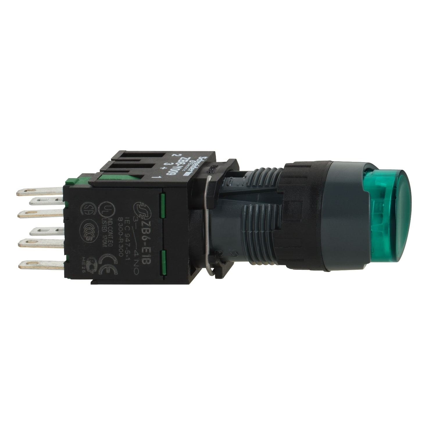 SCHNEIDER ELECTRIC - SNRXB6AE3B1B Pulsante luminoso verde Ø16 - SPORGENTE, ad impulso - 24V - 1NO