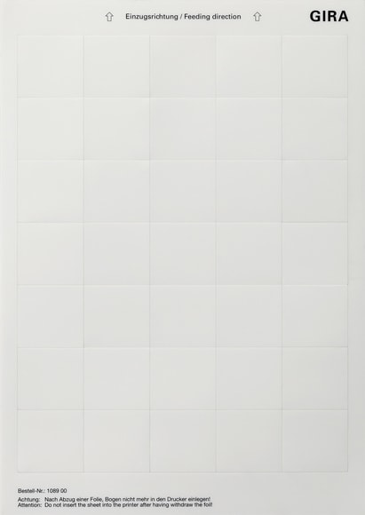 GIRA - GGI108900 FOGLIO DICITURE 38 X 36 MM ACCESSORI