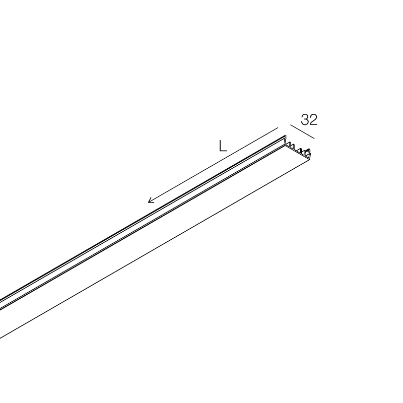 NOVALUX SPA - NOX113234.02 HERO MINI COVER CIECA L.1272 NERO In estruso di alluminio verniciato a polvere, provvista di cablaggio passante. Profilo di alluminio da ordinare a pa