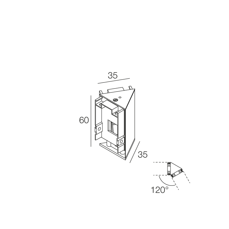 NOVALUX SPA - NOX113237.01 HERO MINI KIT DI GIUNZIONE - ANGOLO 120° BIANCO Per unione di 2 profili. Pressofusione di alluminio verniciata.