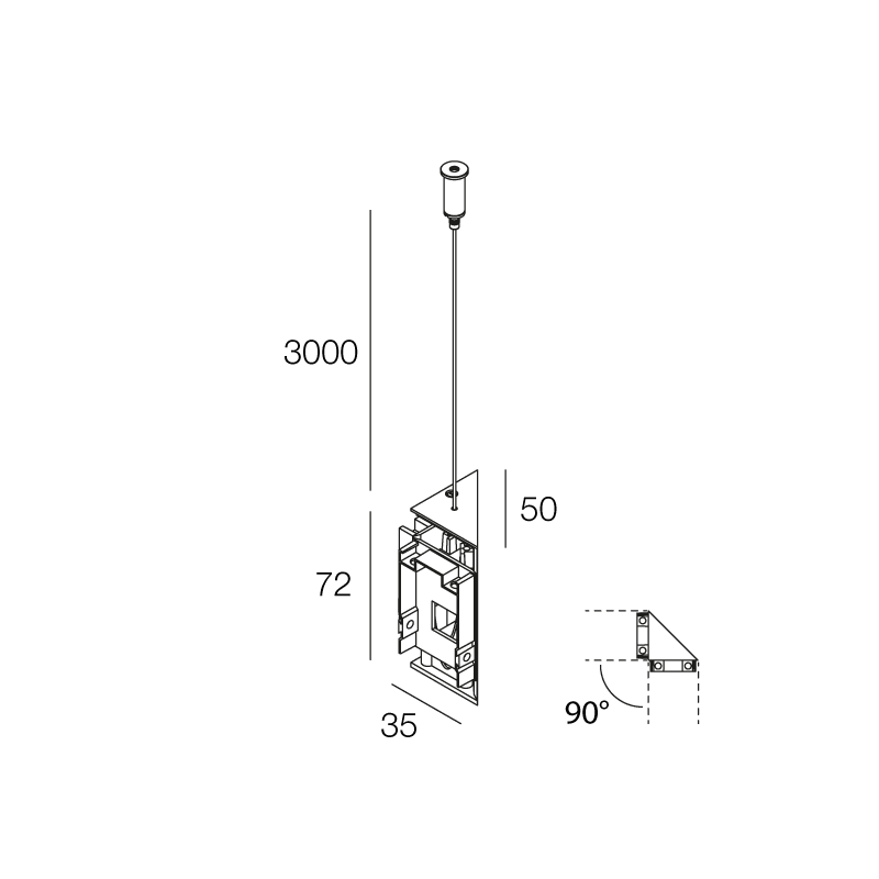 NOVALUX SPA - NOX113332.21 HERO MINI B KIT DI GIUNZIONE - ANGOLO 90° CAPPUCCINO Per unione di 2 profili. Pressofusione di alluminio verniciata. Cavo di sospensione in acciaio co