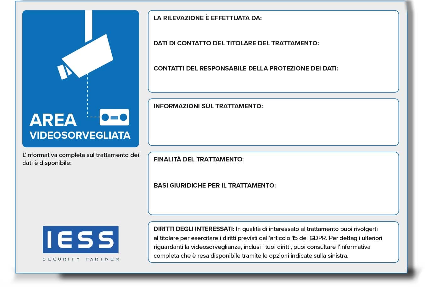 IESS SRL - EAAAREATVCC5 KIT 5 CARTELLI AREA TVCC
