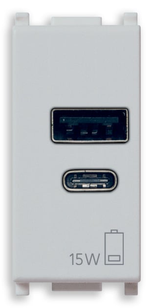 VIMAR SPA - VIW14292.AC.15.SL ALIMENTATORE USB A+C 15W 5V 1M SILVER