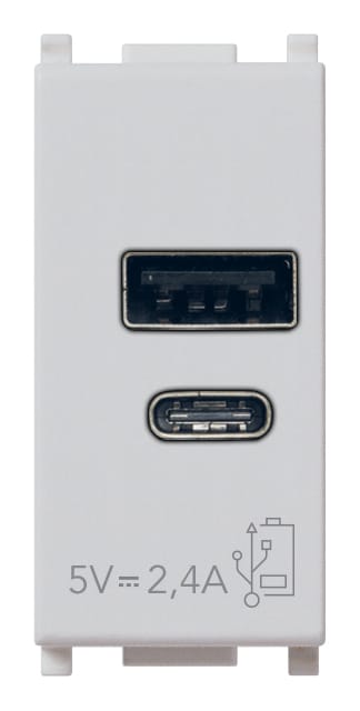 VIMAR SPA - VIW14292.AC.SL ALIMENTATORE USB A+C 12W2,4A5V 1M SILVER