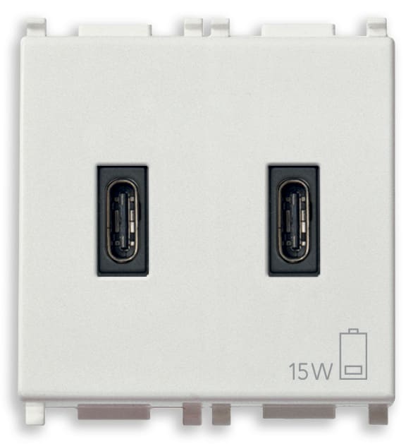 VIMAR SPA - VIW14295.CC ALIMENTATORE USB C+C 15W 3A 5V 2M BIANCO