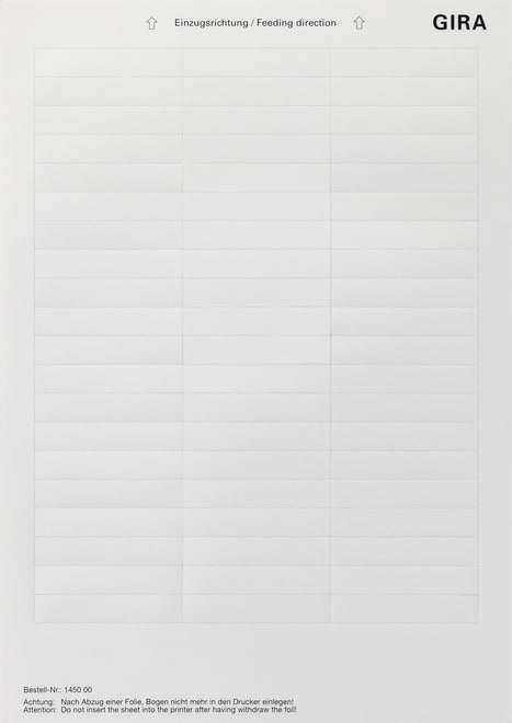 GIRA - GIR145000 FOGLIO DICITURE 60,7X11,8MM