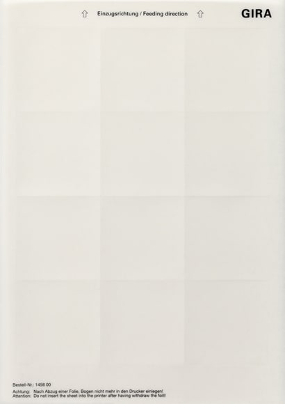 GIRA - GGI145800 FOGLIO DICITURE 62 X 62 MM ACCESSORI