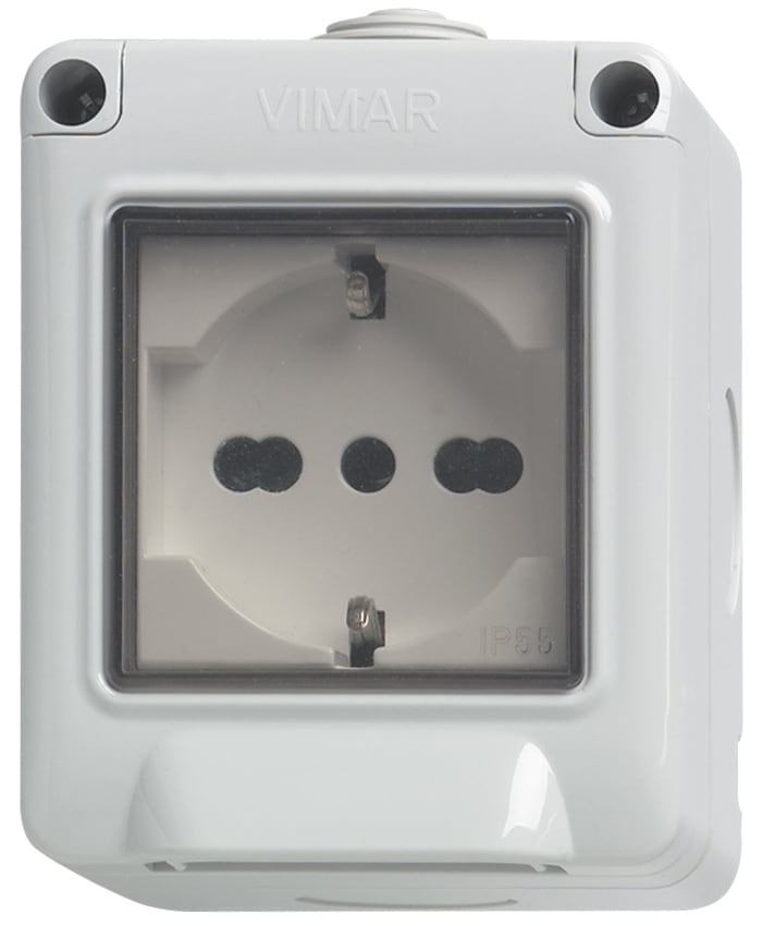 VIMAR SPA - VIW14902.U PLANA-CONTENITORE IP55 2M+PRESA UNIVERS