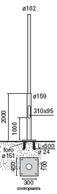 IGUZZINI ILLUMINAZI - IGZ3.1597.015.0 PALO C/PIAS.FE.D159/102 SP3 H6000 FIL.CU