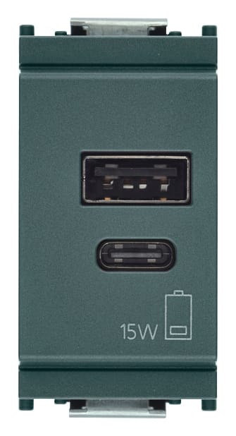 VIMAR SPA - VIW16292.AC.15 ALIMENTATORE USB A+C 5V 3A 15W 1M GRIGIO