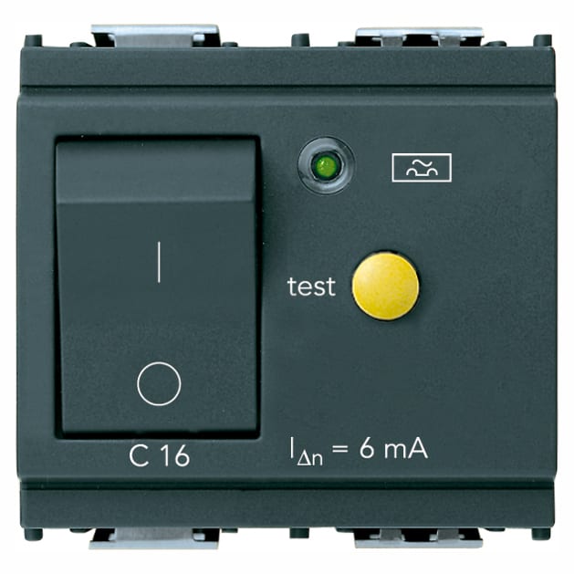 VIMAR SPA - VIW16511.16.6 INTERRUTTORE MTDIFF.1P+N C16 6MA GRIGIO