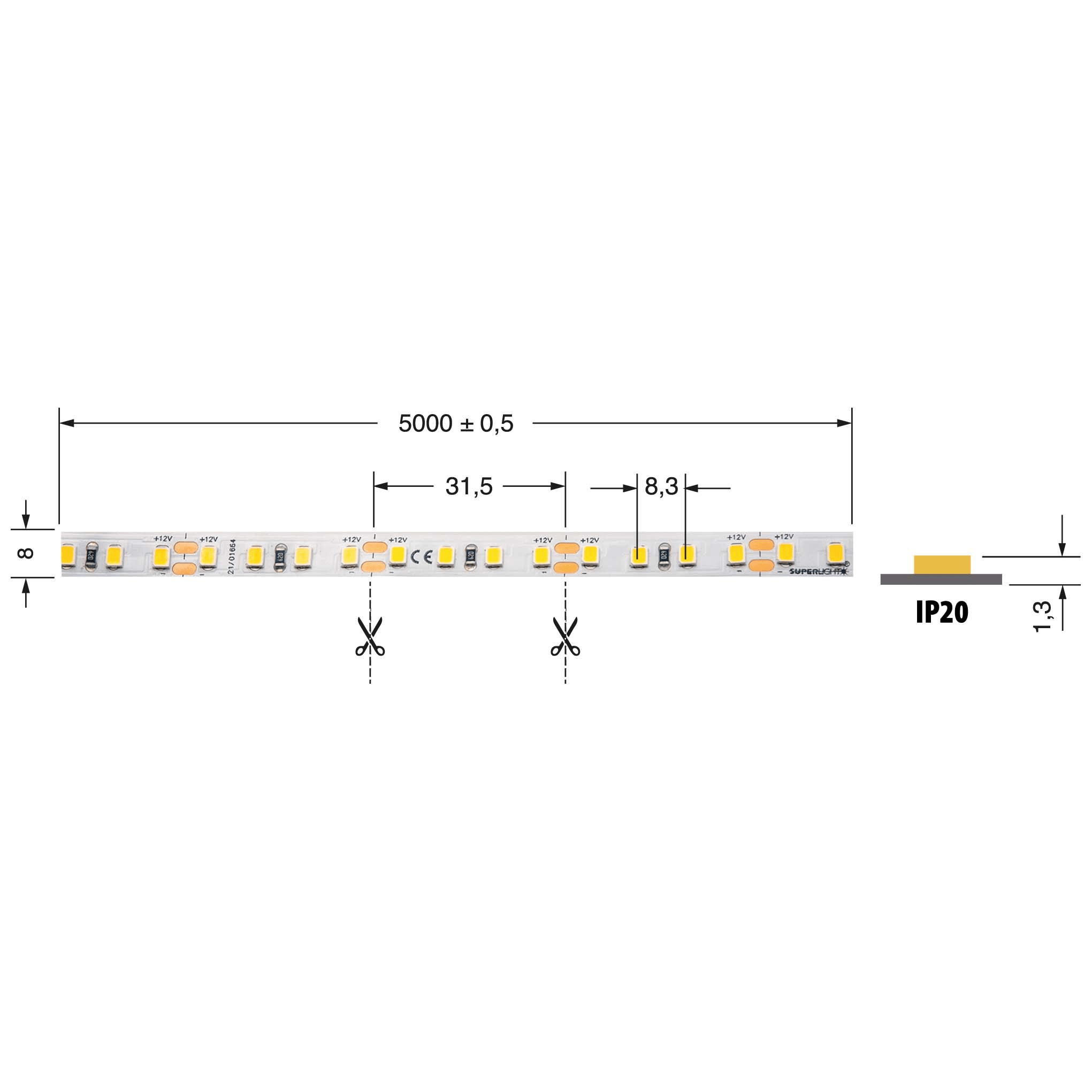 ELCART DISTRIBUTION - ERT186094200 STRISCIA LED 8W/M BN 12V IP20