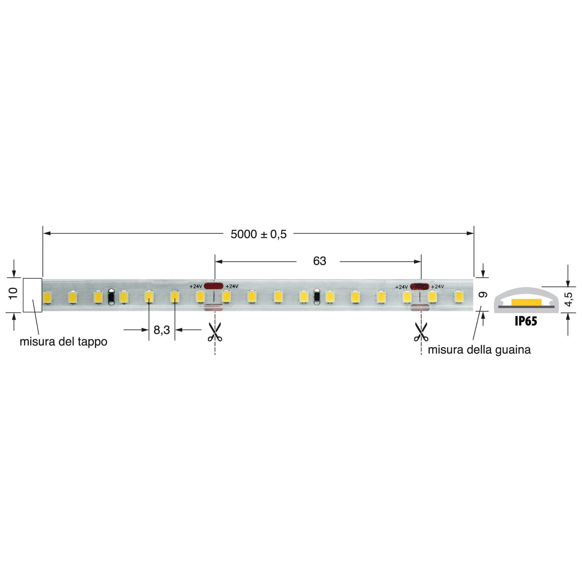 ELCART DISTRIBUTION - ERT186100700 STRISCIA LED 8W/M BN 24V IP65