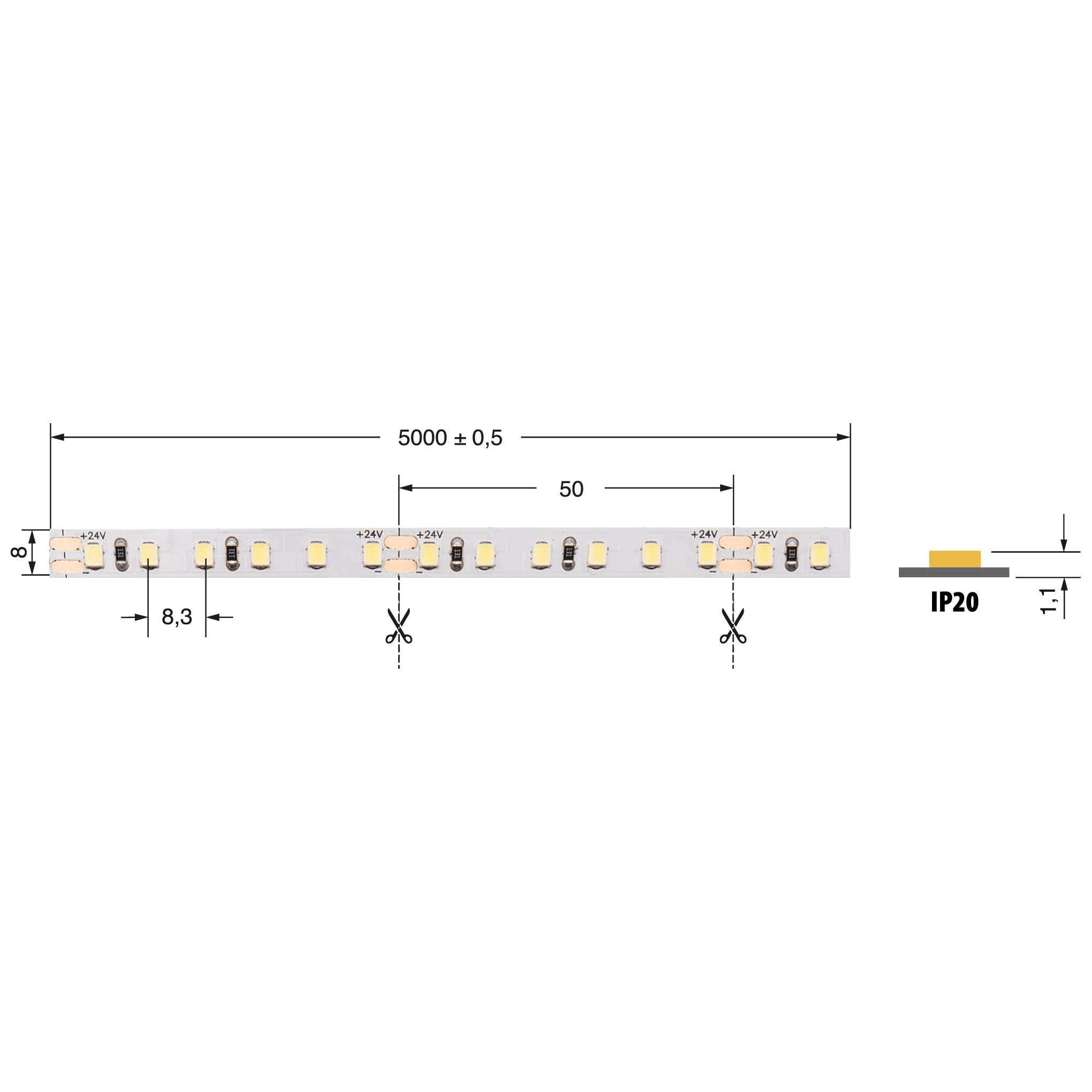 ELCART DISTRIBUTION - ERT186152200 LEDSTRIP 9,6W/MT 24V BNATURA IP20