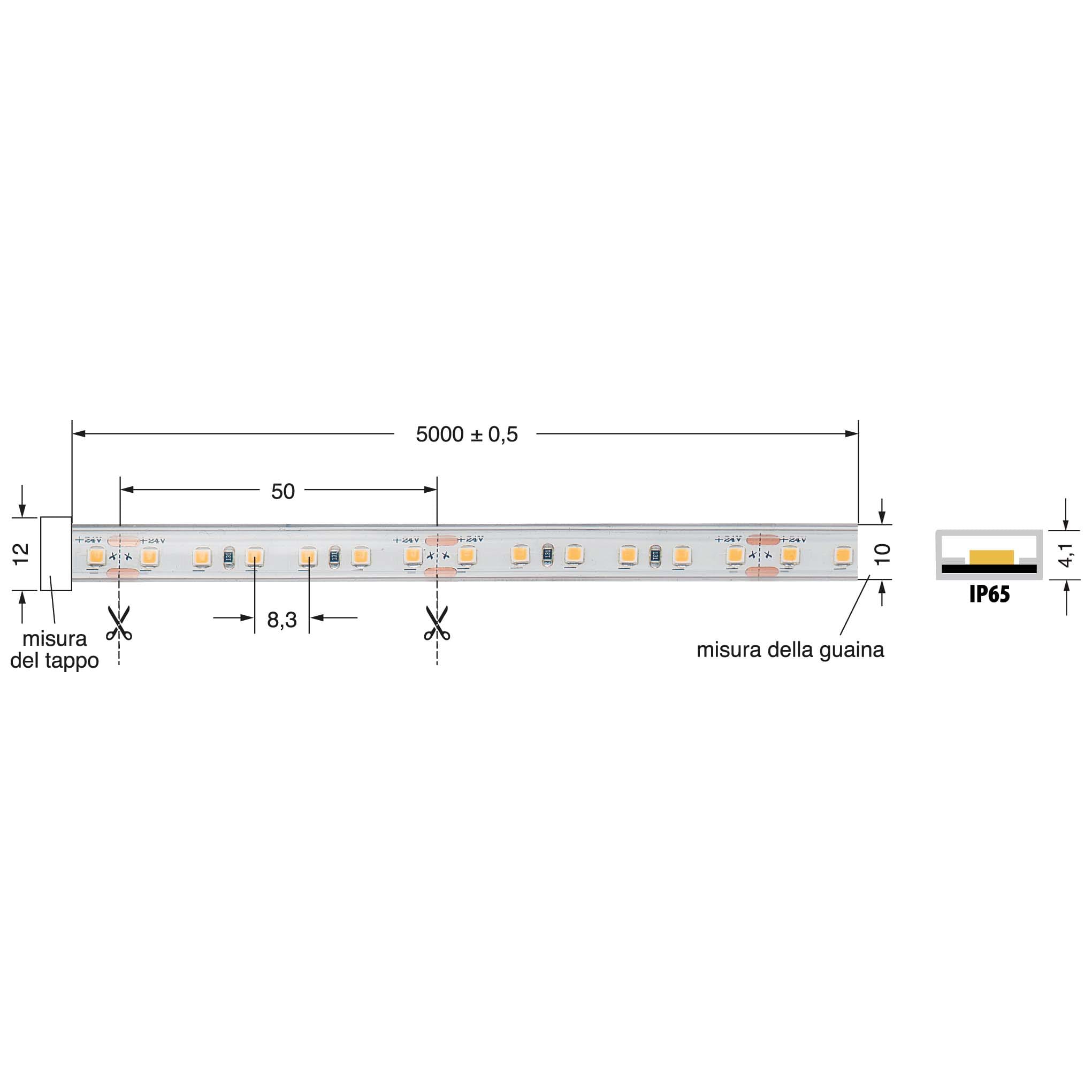 ELCART DISTRIBUTION - ERT186172200 LEDSTRIP 9,6W/MT 24V BNATUR. IP65