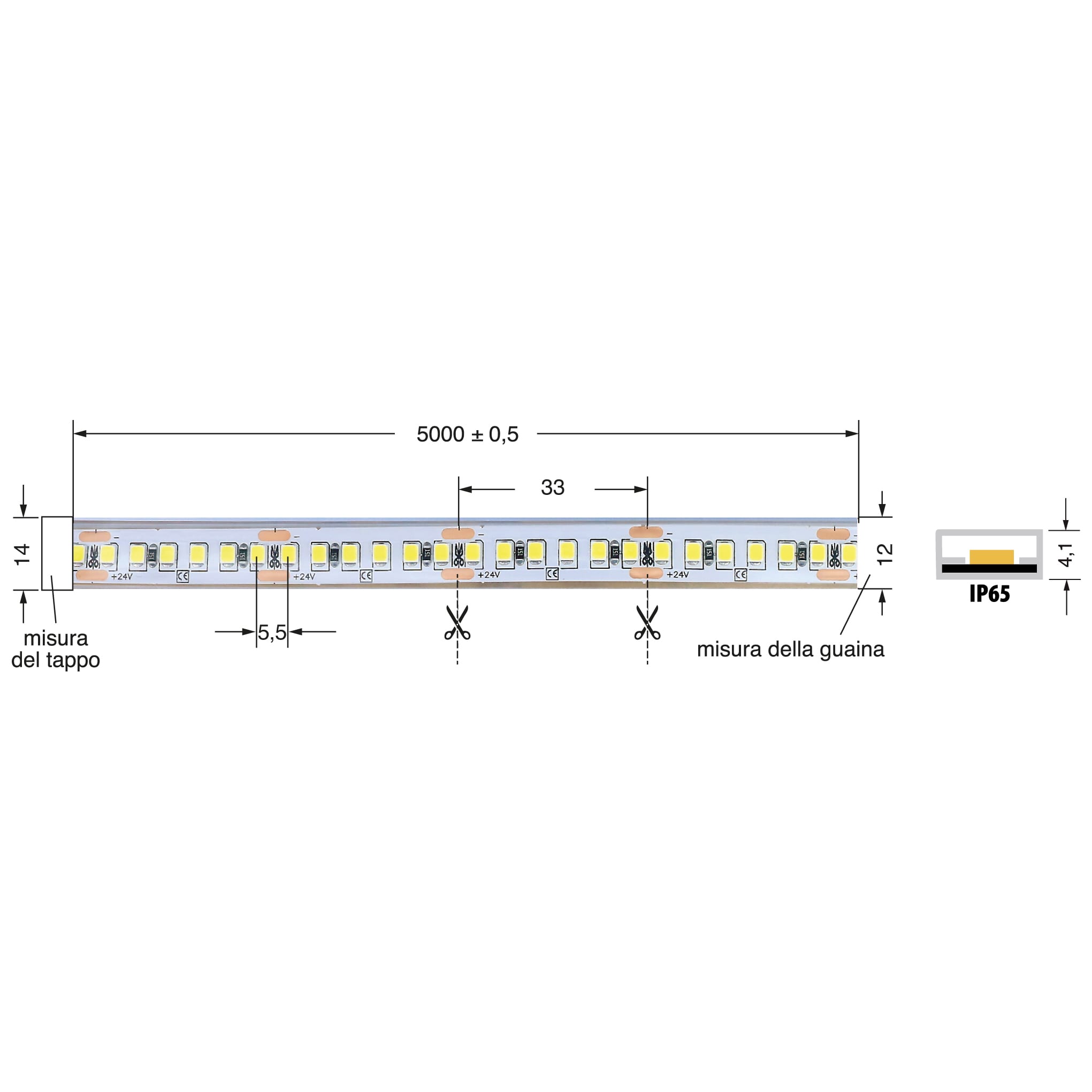 ELCART DISTRIBUTION - ERT186272200 LEDSTRIP 16W/MT 24V BNATUR. IP65