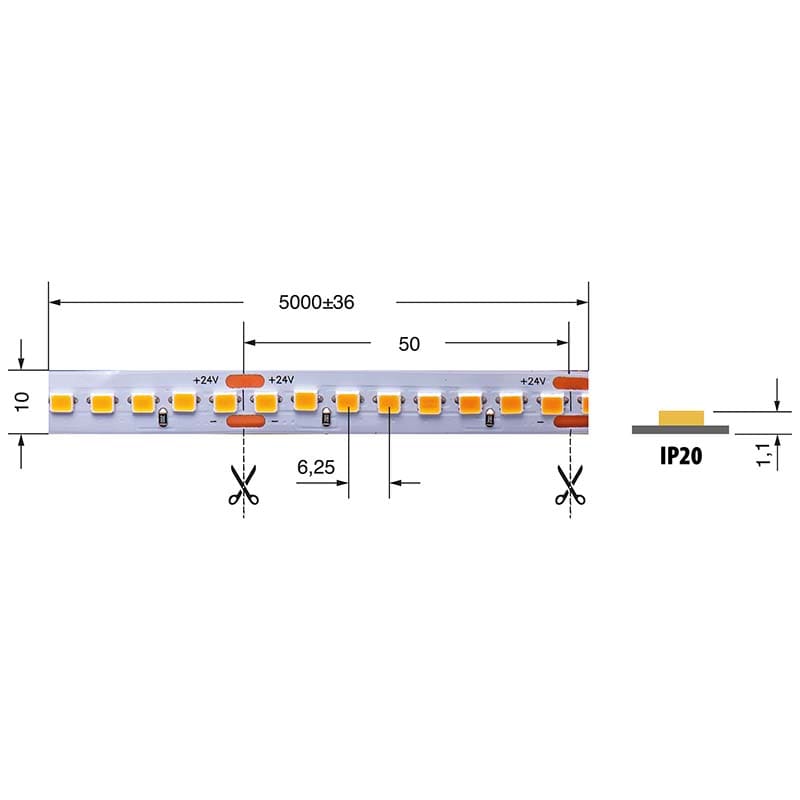 ELCART DISTRIBUTION - ERT186345500 STRISCIA LED 19,2W/M BCC 24V IP20