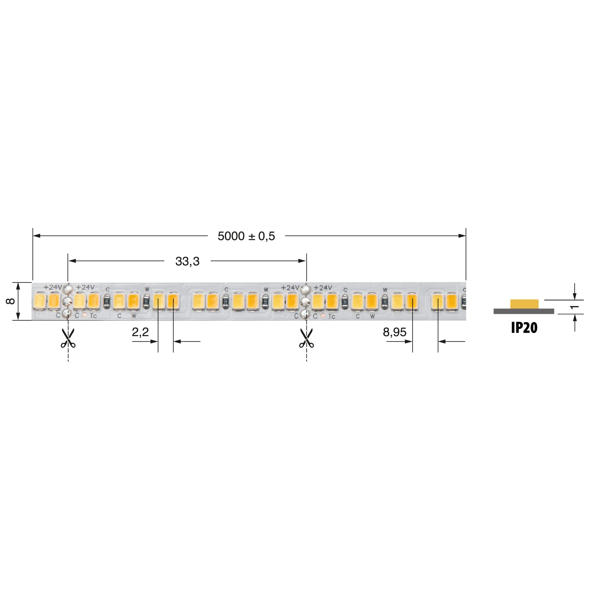 ELCART DISTRIBUTION - ERT186500000 STR.LED 20W/MT 24V CTA IP20 CRI90